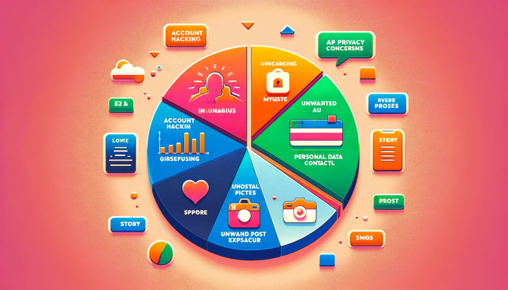 Pie chart depicting common Instagram privacy concerns like account hacking and data misuse.