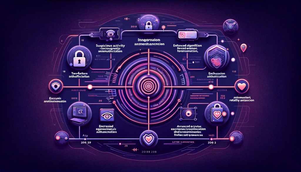 Timeline showing the evolution of Instagram's security features, including two-factor authentication and advanced encryption