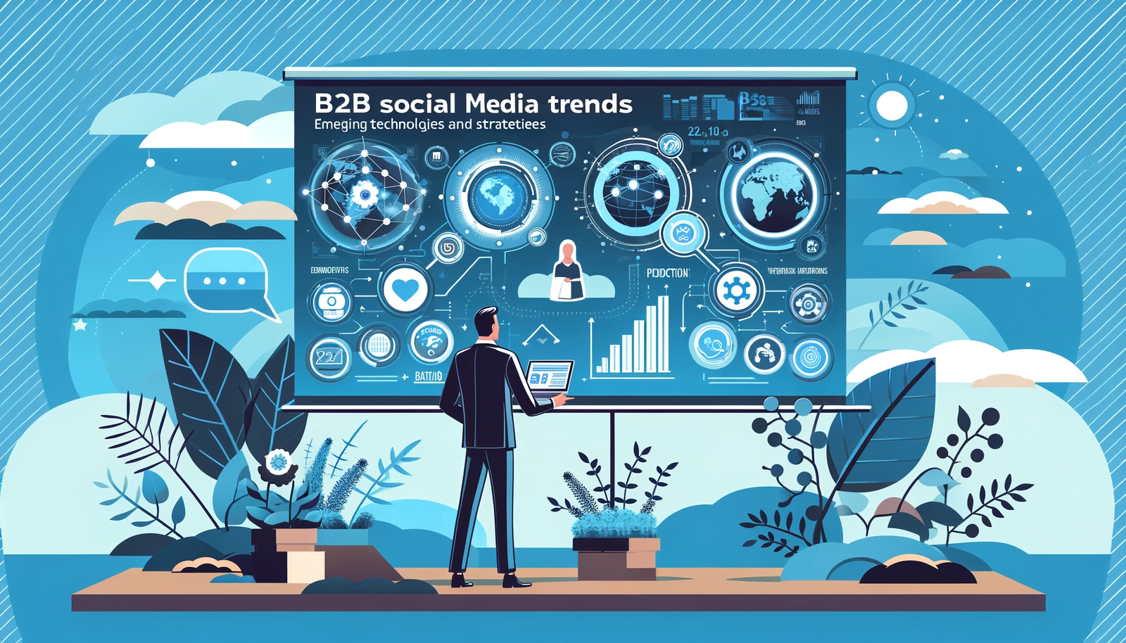 Professional presentation on emerging B2B social media trends and strategies.