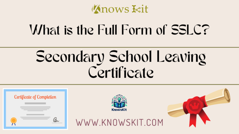 SSLC : Secondary School Leaving Certificate